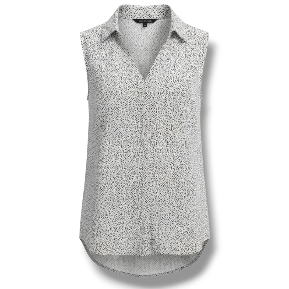 H&M women's black & white VNeck button-down sleeveless Blouse  - size 6​